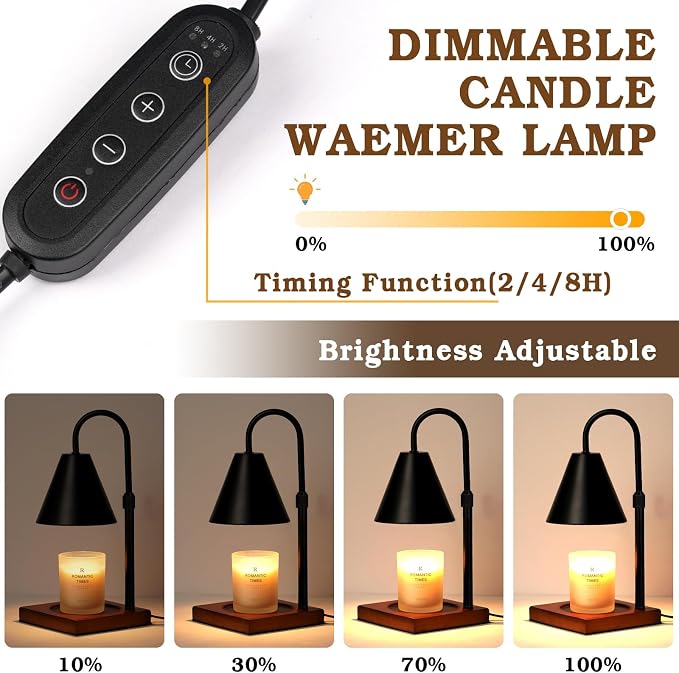 Modern Candle Warmer Lamp 2 Pack, Dimmable Candle Lamp Warmer with Timer, Mothers Day Birthday Gifts for Women Who Have Everything, Height Adjustable Candle Lamp, Cozy Living Room Bedroom Decor