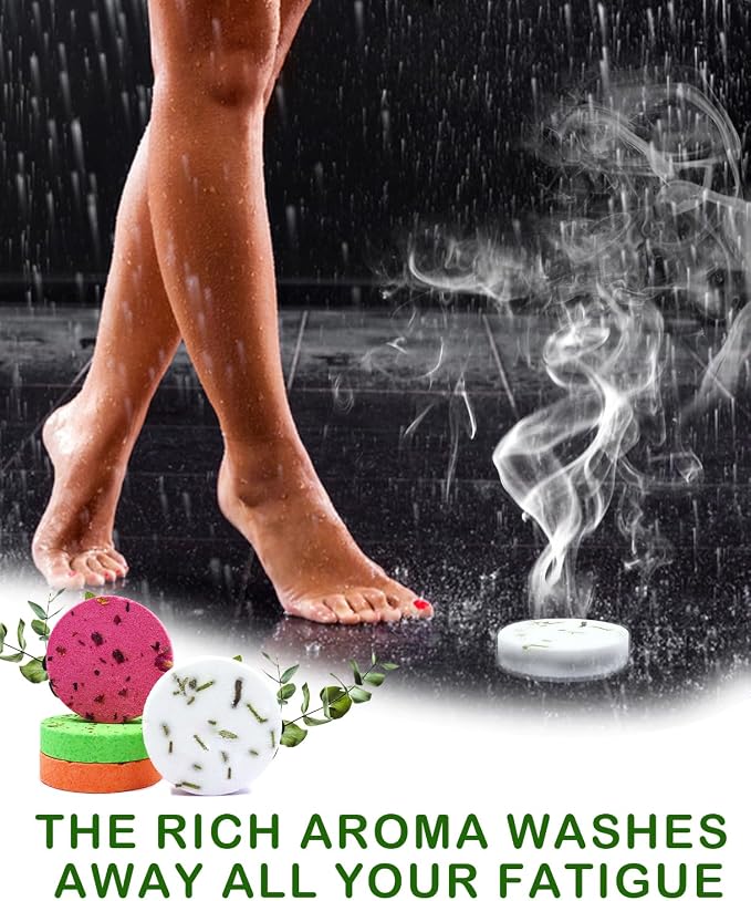 Shower Steamers Aromatherapy - 8 Pack Organic Shower Bombs with Shower Steamer Tray/Holder, Self Care Natural Essential Oil, Stress Relief Shower Bombs, Fathers Spa Gifts for Men, Dad, Husband