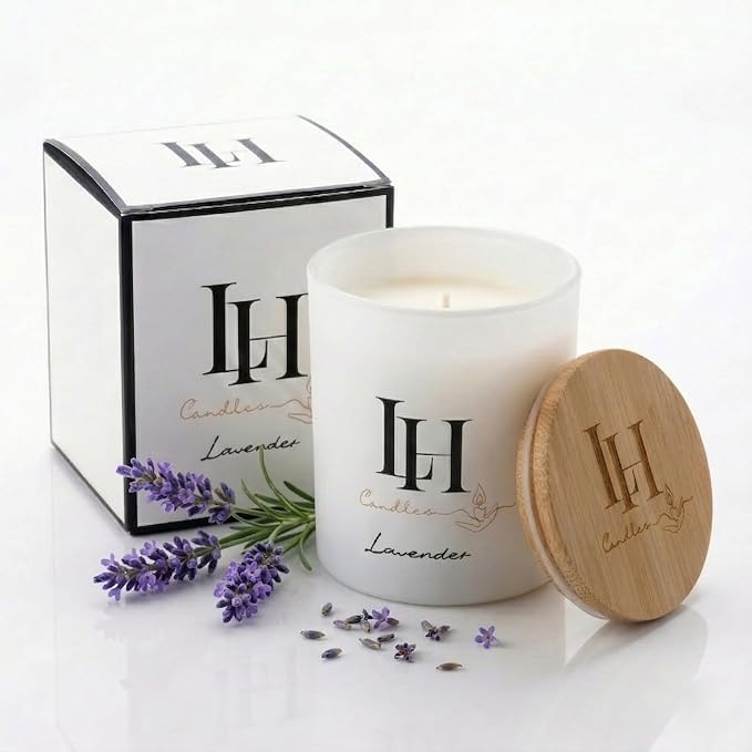 LH Lavender Candles for Home Scented - 10.6oz Aromatherapy Candles for Sleep and Stress Relief - Natural Soy Wax Non-Toxic Organic Candle - Lavender Vanilla Highly Scented Spa Candles Gift for Women