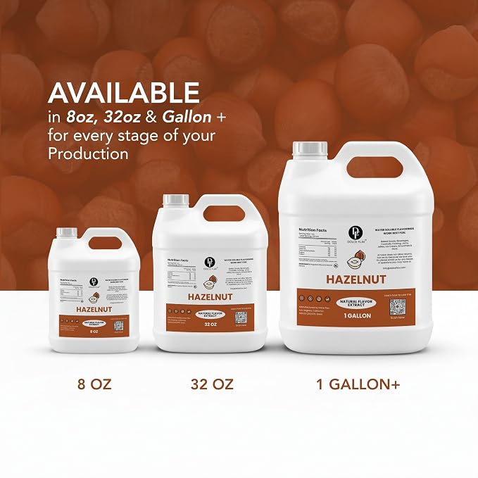 Dolce Flav Natural Hazelnut Flavoring Concentrate | Water Soluble | 8 Fl Oz