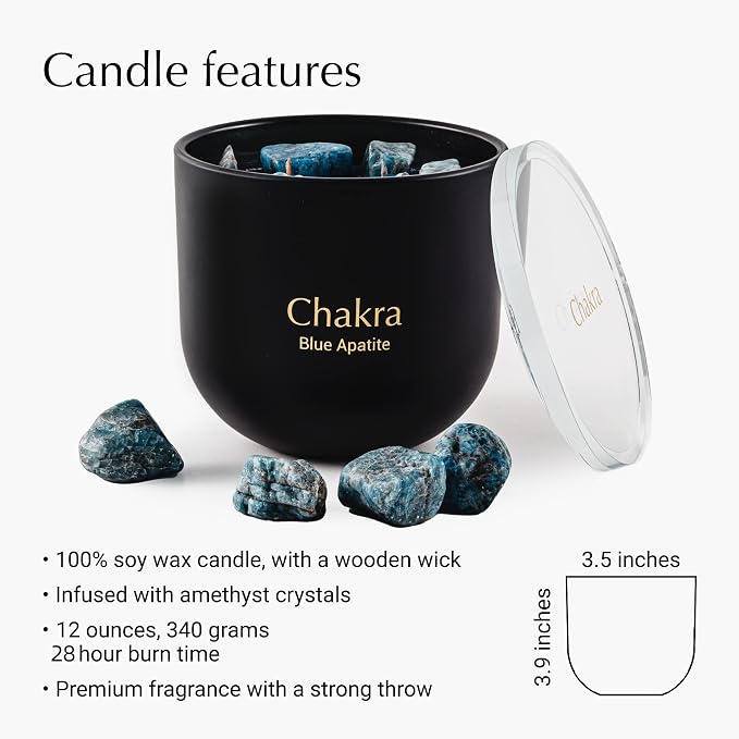 Hidden Label Healing Crystal Candle, Japanese Honeysuckle Crystal Candle, Wood Wicks Scented Crackling Candles, Real Crystals Aromatherapy Candle Gifts for Women, 12oz