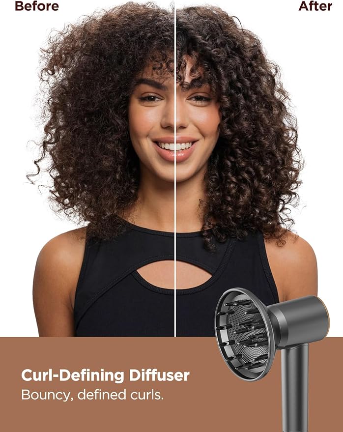 Dual Voltage Travel Hair Dryer with Diffuser, High-Speed Ionic Blow Dryer for Women, Fast Drying, Low Noise, Lightweight, No Heat Damage, European Travel 110V-120V/220V-240V