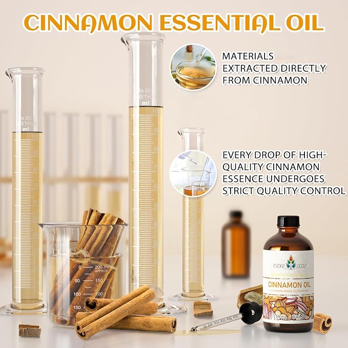 EVOKE OCCU Cinnamon Essential Oil - Warm Fall Scent for Diffuser, Spray, Soap, Candles, Hair & Skin Care - 4 Fl Oz