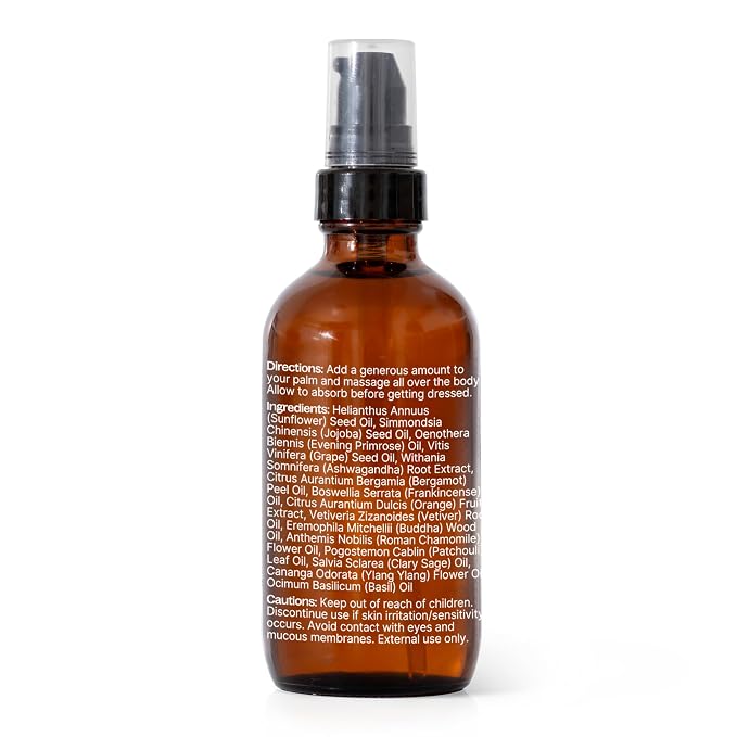 Plant Therapy Stress Body Oil with Ashwagandha 4 oz, Aromatherapy, Stress Relief, Relaxing Massage Oil