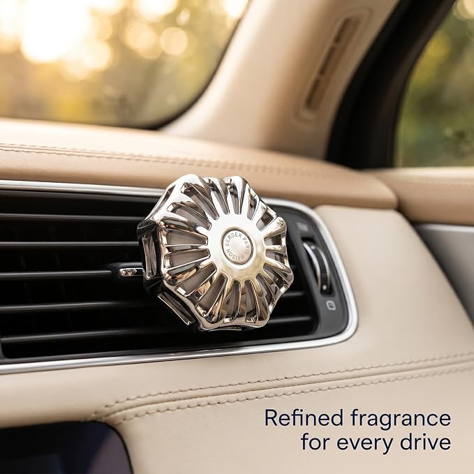 MAISON BERGER Car Diffuser Set, Corali Lady Flower | Jasmine Mimosa Rose Notes, Refillable Vent Clip with Ceramic Refill, Passive 4-Week Diffusion, Made in France