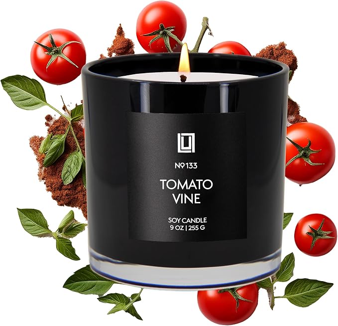 Lulu Candles | Tomato & Vine | Smells Fresh & Green | Luxury Scented Soy Jar Candle | Hand Poured in The USA | Highly Scented Long Lasting (9 Oz.)