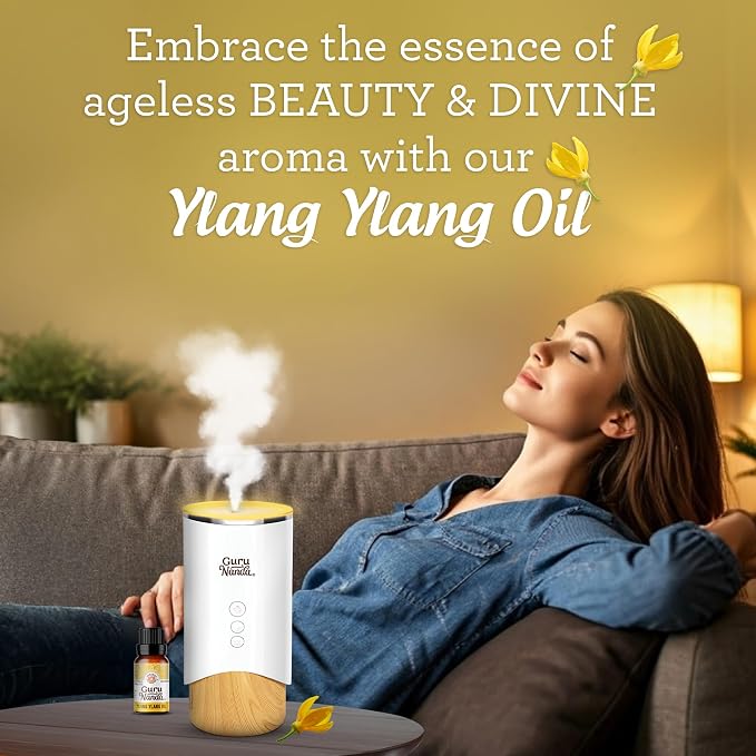 GuruNanda Ylang Ylang Essential Oil (10 ml) - 100% Pure, Natural and Undiluted Diffuser Oil for Aromatherapy, Massages & DIY Recipes