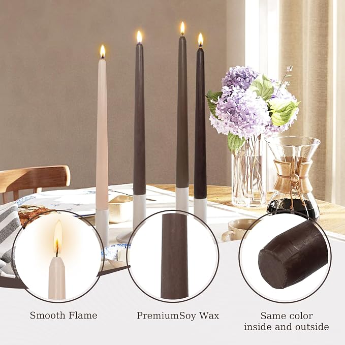 Candlesticks Long Taper Candle,Coffee Scented 10 Inches Gradient Brown Candle Sticks Smokeless Tapered Candles for Home Décor Holiday Gifts