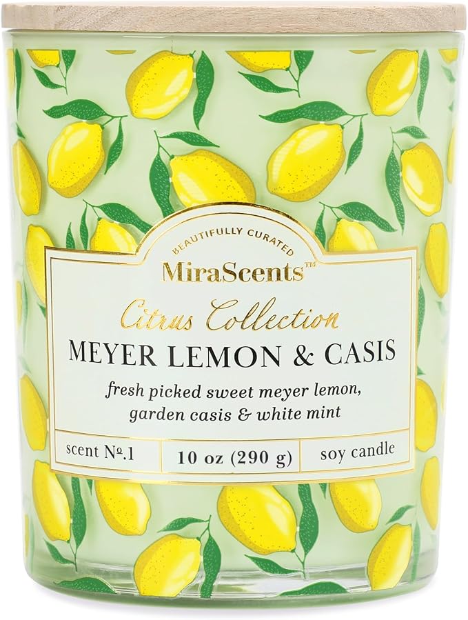 Lemon Candle,Lemon Scented Candles,Summer Scented Candle for Home & Kitchen,Natural Soy Wax Candles,Candles Gift for Womens,Mother Day Gift,10oz