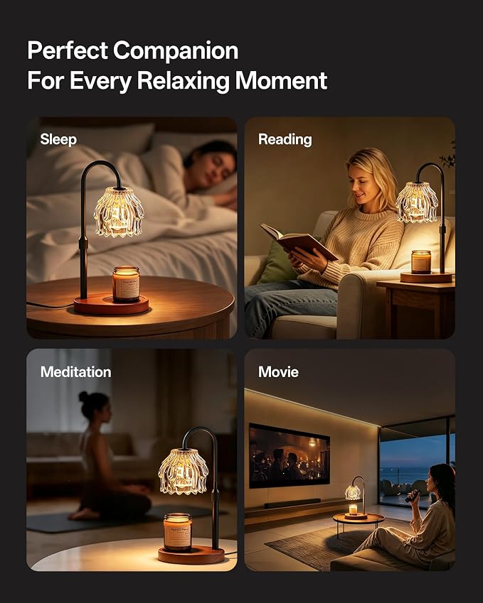 Homelist Candle Warmer Lamp with Timer Dimmer, Electric Wax Melter Warmer for Women/Sister/Mom, Flower Candle Warmer Adjustable with 2 Gu10 Bulbs, Gifts for Birthday/Mother Day, Home Decor
