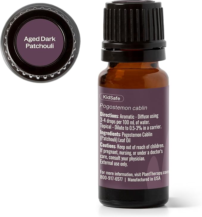 Plant Therapy Aged Dark Patchouli Essential Oil 10 mL (1/3 oz) – 100% Pure, Therapeutic Grade – Aged Patchouli Oil with Deep, Bold, Earthy Scent – Aromatherapy & Fragrance Oil for Diffusers & Skin