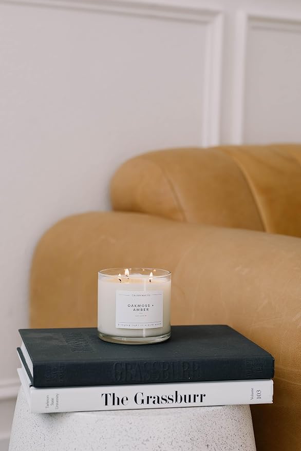 Calyan Wax Co. Home & Holiday 3 Wick Scented Candle - 43 Hour Burn - Luxury 3 Wick Soy Candles - Clean Soy Wax Candles - Long Lasting Large Glass Jar Candle for Home - 14.9oz