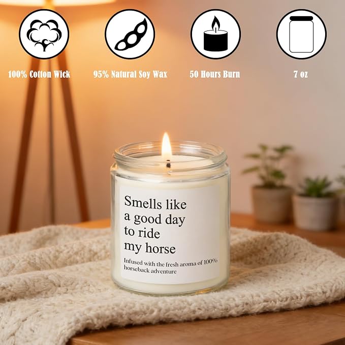 Horse Gifts for Women, Cool Horse Lover Gifts for Women, Men, Riders, Girls, Equestrian, Birthday Thanksgiving Christmas Gift for Girls, Soy Wax Lavender Scented Candle