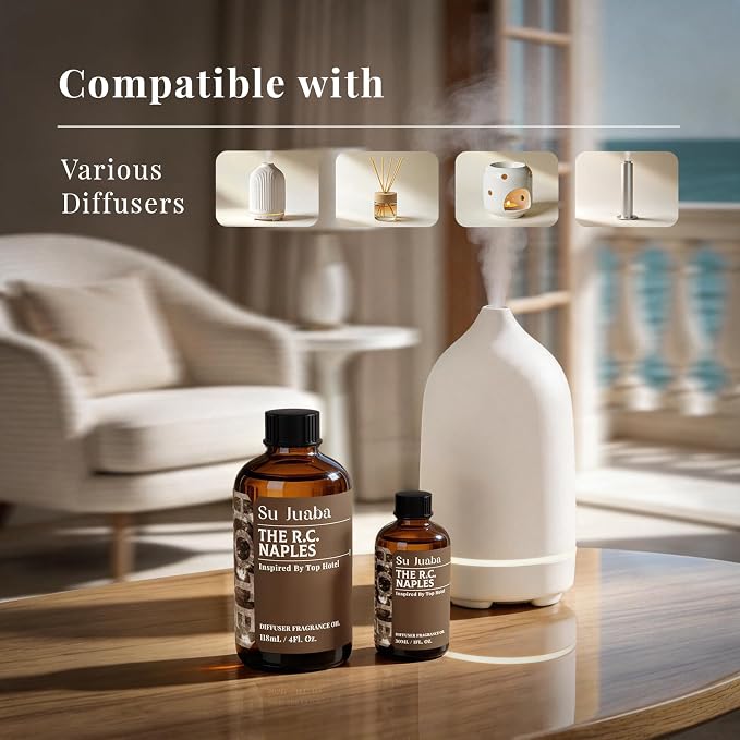 SU JUABA Naples Hotel Diffuser Oil - Inspired by the Ritz Carlton Luxury Beachfront Resort - Geranium Ocean Freesia, Fragrance Oil for Scent Diffuser & Crafting, 1Fl Oz