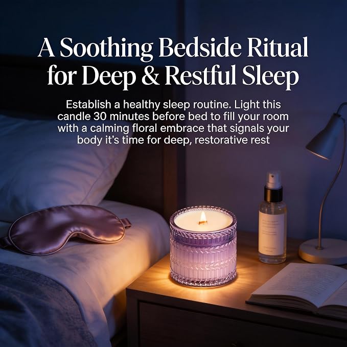 Hidden Label Lavender Scented Candle with Crackling Wooden Wick, 7.4 oz Soy Wax Jar Candle for Bedroom, Bathroom, Spa & Yoga, 55 Hour Small Candle Gift for Women