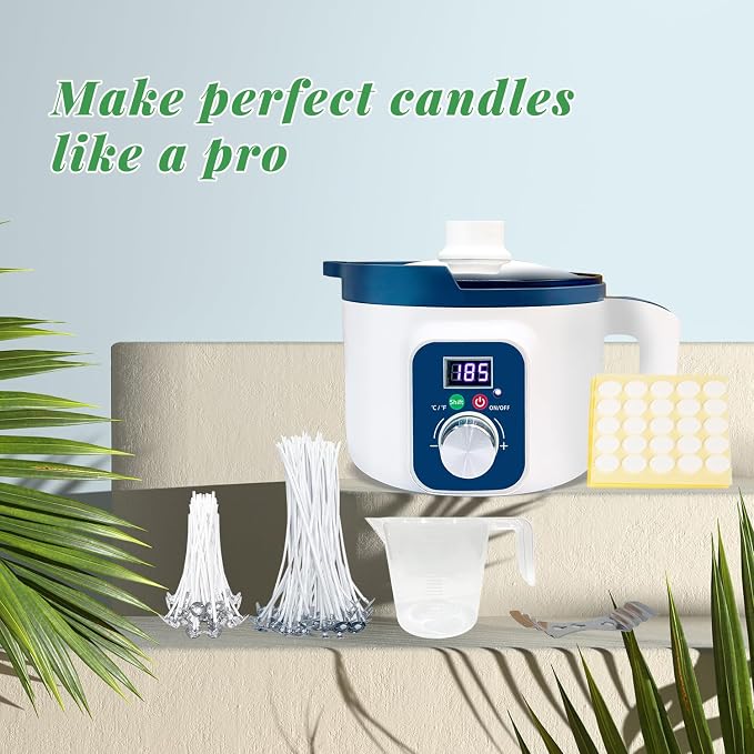 Handnatur Beeswax Candle Making Kit for Adult, 4lb Wax for Candle Making, Including Organic Beeswax with Digital Wax Melter, Cotton Wick, Wick Stickers