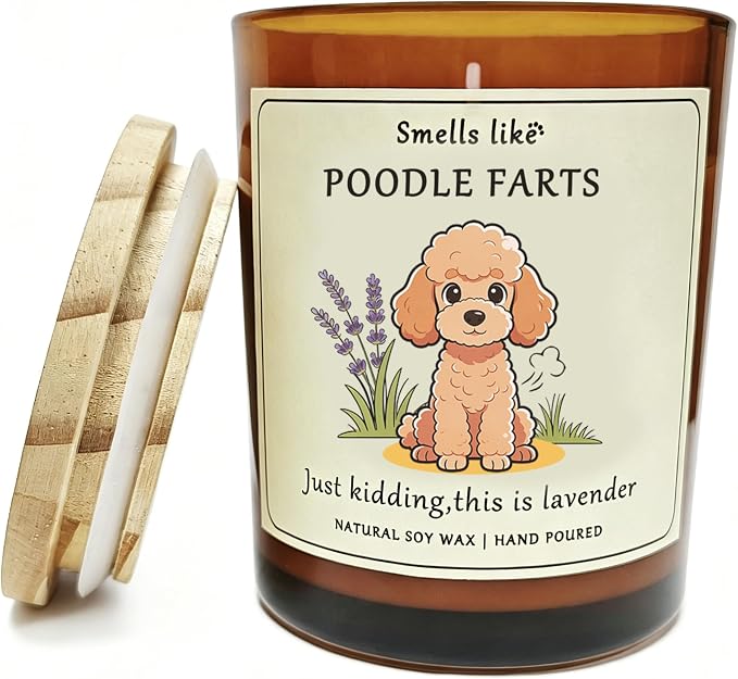 Poodle Gifts & Decor - Dog Lovers Gifts for Women Smells Like Poodle Farts Candle|Crafted by Natural Soy Wax Lavender Scented Candle for Women ecoration for Christmas Birthday