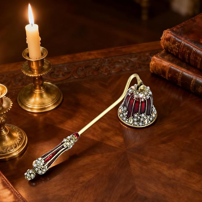 Vintage Candle Snuffer Decorative Royal-Style Candle Flame Extinguisher Tool to Put Out Candle Flame Safely and Stylishly, 7.2 x 2.75 x 1.55 Inches (Red)