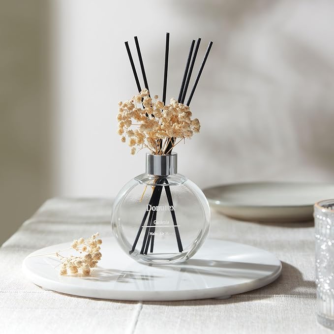 Flower Reed Diffuser Set 5.07oz Gardenia Scent Diffuser with Sticks Home Fragrance Reed Diffuser for Bathroom Shelf Decor