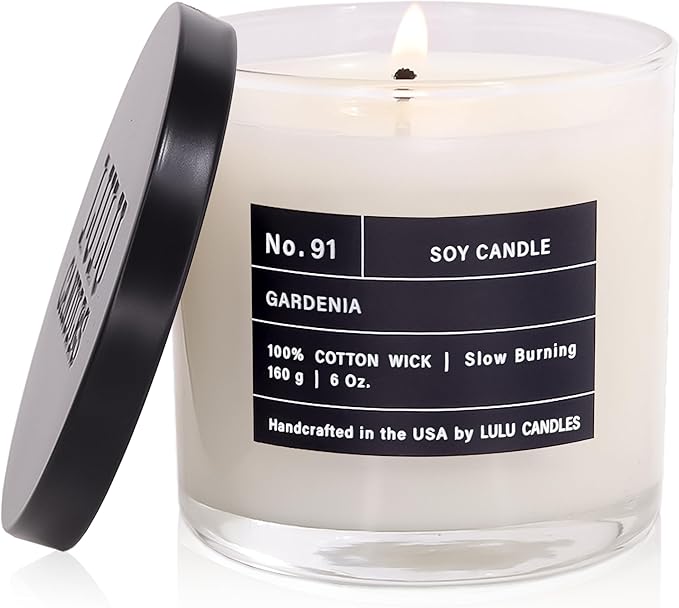 Lulu Candles | Gardenia | Luxury Scented Soy Jar Candle | Hand Poured in The USA | Highly Scented & Long Lasting- 6 Oz.