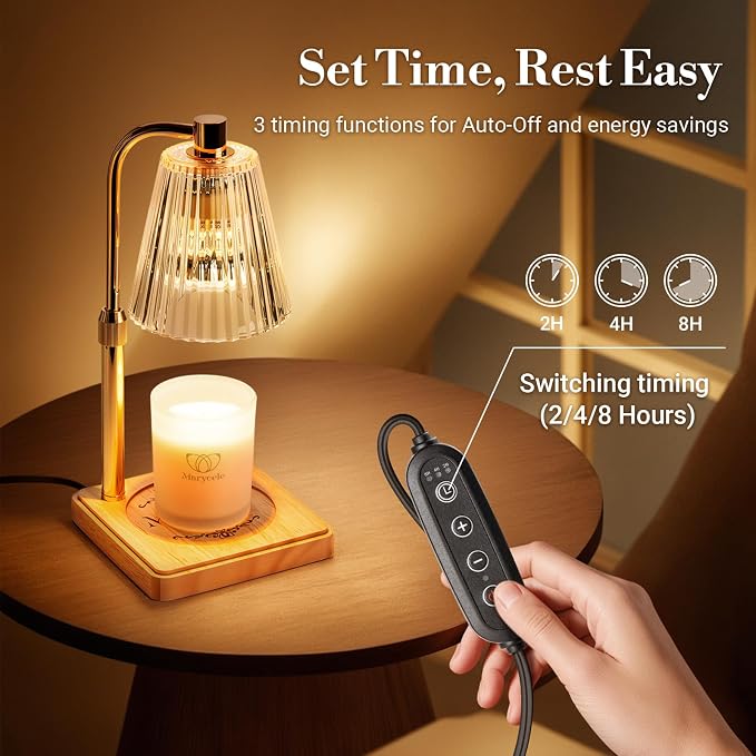 Marycele Candle Warmer Lamp with Timer, Wax Melt Warmer for Jar Candles, Christmas Birthday Gifts for Women Mom Sister Friend, House Warming Gifts for New Home Apartment Decor, Vintage Clear