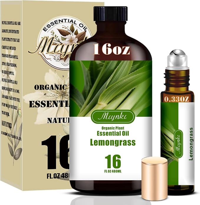 Lemongrass Essential Oil - Lemongrass Fragrance Oil for Cleaning, Diffuser, Humidifier, DIY Soap, Candle, Massage, Home, Pest Repellent, Gift Ready – MLYNKL (16.33 fl oz / 490ml)