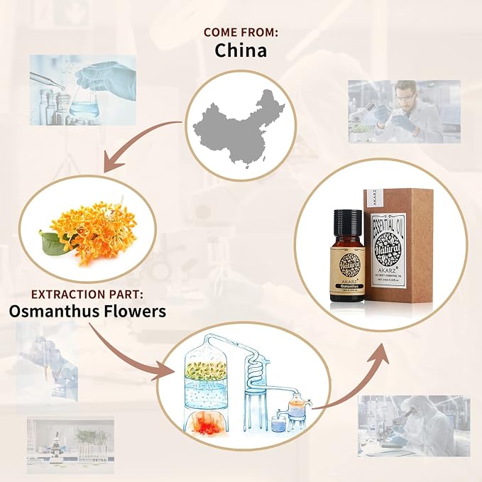 AKARZ Osmanthus Essential Oil Natural Organic Pure Osmanthus Oil for Skin Body Hair Care, Candle,Soap,Making, DIY,Massage Aroma 0.34 Fl Oz (10ml)