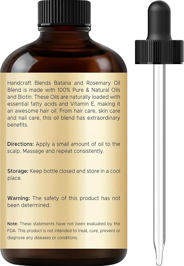 Batana & Rosemary Hair Oil – 2 Fl Oz – Scalp Treatment & Strengthening for Thinning, Dry Scalp, Split Ends – Natural Hair Oil for Women & Men – Intensive Repair & Nourishing Formula