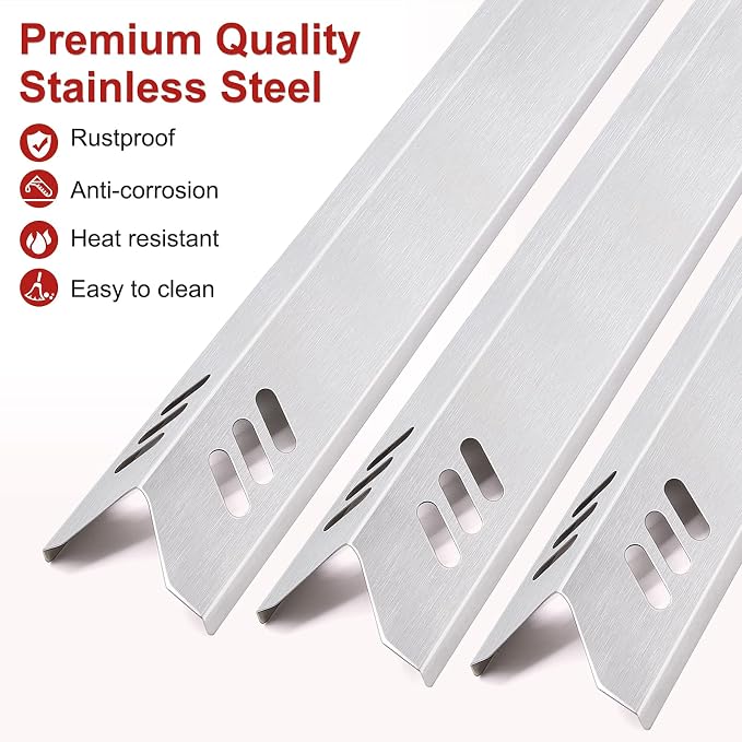 15 inch Grill Heat Shields Replacement for Dyna-Glo DGF493BNP, DGF510SBP, Set of 4 Barbeque Grill Heat Plates for Backyard Grill Replacement Parts BY15-101-001-02, BY13-101-001-13, GBC1460W