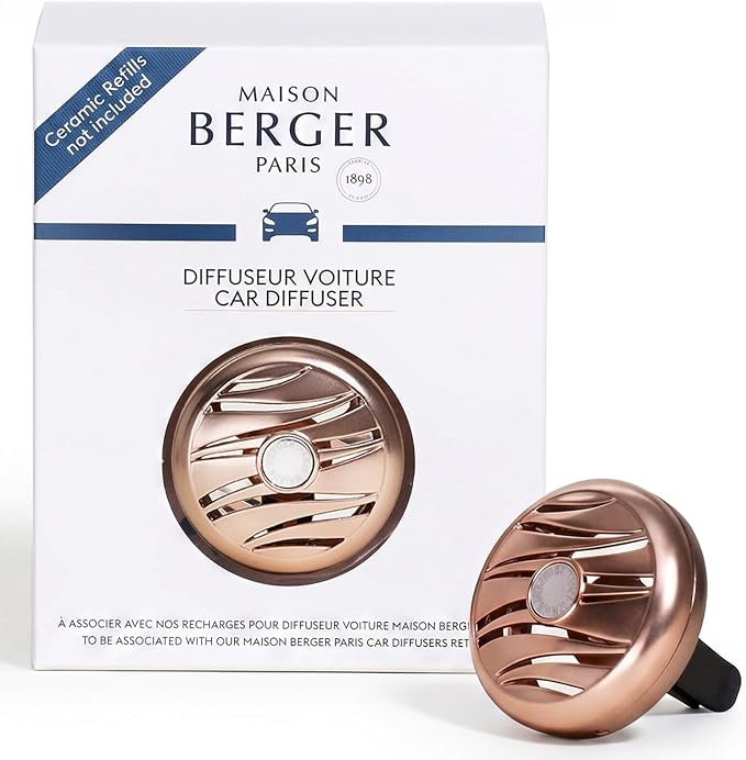 MAISON BERGER Car Diffuser, Pink Copper, No Refill Included | Holder Only, Refill Sold Separately, Passive Diffusion, Made in France