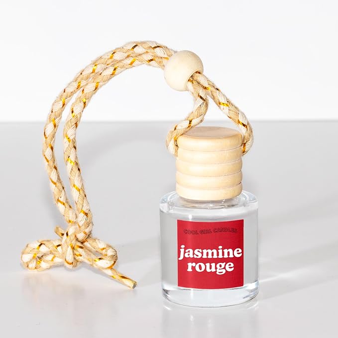 COOLGIRLCANDLES Jasmine Rouge Car Air Hanging Fragrance Oil Diffuser for Essential Oils, Scents Aromatherapy, Long Lasting Car Diffuser Bottle