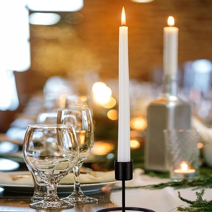 WPONSZU 16 Pack White Taper Candles, 7-8 Hours Burn Time, Unscented, Smokeless and Dripless, 4/5 x 10 Inch for Christmas,Household,Dinner,Wedding,Valentine's Day,Party and Home Décor Candlesticks