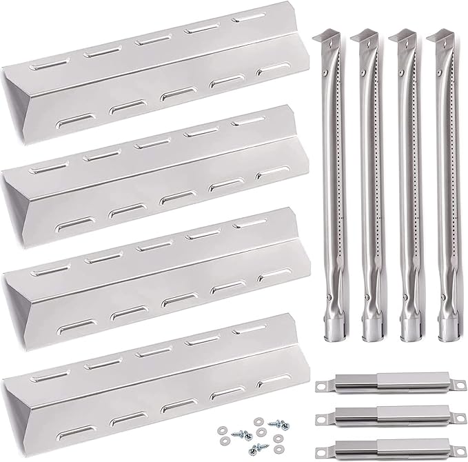 Hiorucet Grill Parts for Ken/More 146.46372610, 146.34611410, 146.23673310, 146.47468610, 146.16142210 Gas Grill Models, Grill Burner Tube, Heat Plate Shield, Crossover Tube Replacement Kit.