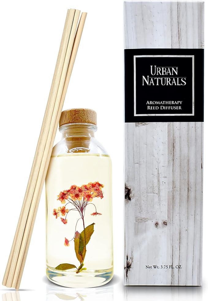 Urban Naturals Sweet Pea & Sandalwood Reed Diffuser Set | Made with Essential Oils & Real Botanicals | White Florals, Jasmine, Sweet Pea, Juicy Berries & Sandalwood | Made in the USA