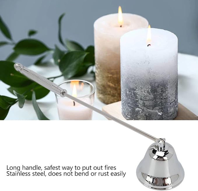 Candle Snuffer, Long Handle Stainless Steel Vintage Extinguisher for Scented Candles Silver Lightweight Wick Flame Stopper
