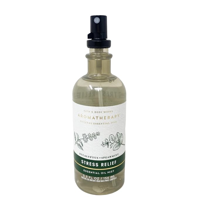Bath & Body Works Aromatherapy Stress Relief EUCALYPTUS + SPEARMINT Gold Woven Basket 5 Piece Gift Set - Body Lotion - Body Wash + Foam Bath - Body Oil - Shower Steamers - Essential Oil Mist