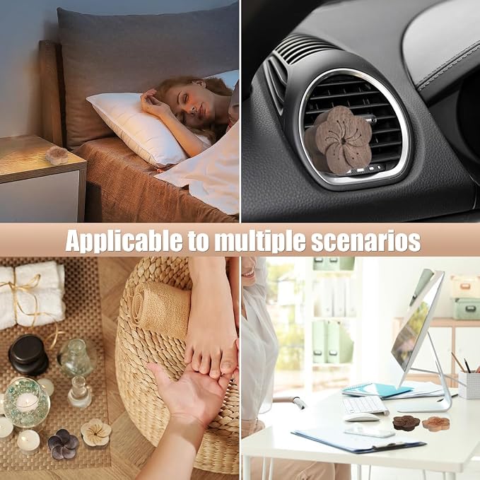 Wood Flower Essential Oil Diffuser, Car Air Vent Clip Aromatherapy Diffuser, Car Diffusers for Essential Oils, Car Diffuser Clip for Car Office Bedroom (2Pack (Dark+Light))