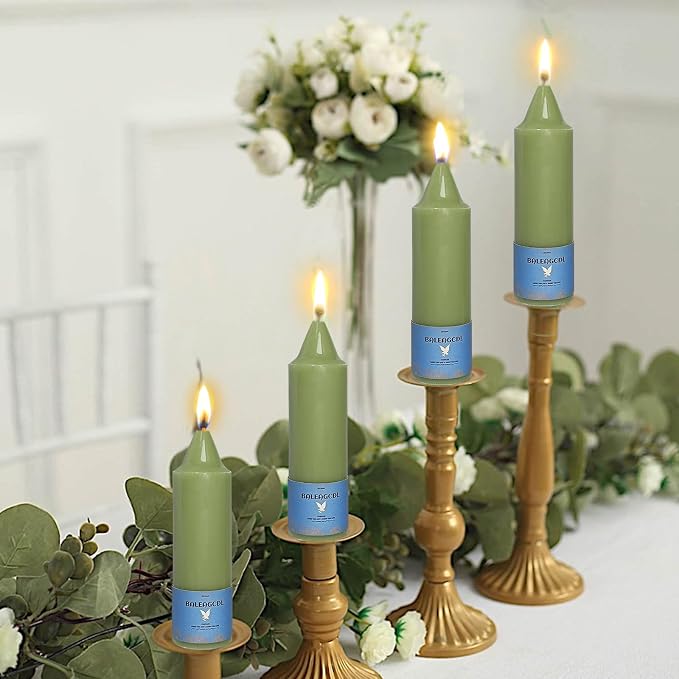 Smokeless Candlesticks Short Taper Candle,Unscented 5 Inches Grass Green Candle Sticks Dripless Tapered Candles for Home Décor Weddings Seasons Gifts(4pcs-Grass Green)