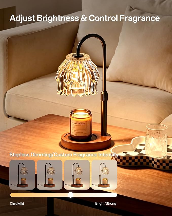 Homelist Candle Warmer Lamp with Timer Dimmer, Electric Wax Melter Warmer for Women/Sister/Mom, Flower Candle Warmer Adjustable with 2 Gu10 Bulbs, Gifts for Birthday/Mother Day, Home Decor