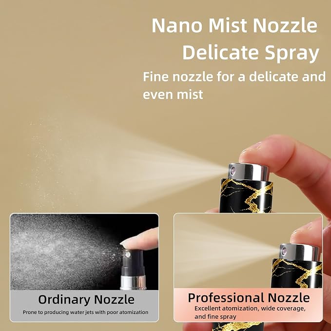 5ml Perfume Atomiser Refillable Bottles Portable Mini Spray Travel Bottle Easy to Refill Empty Atomizer Bottle for Purse Handbag Pocket Luggage,Bright Color (Golden Marble Pattern 1)