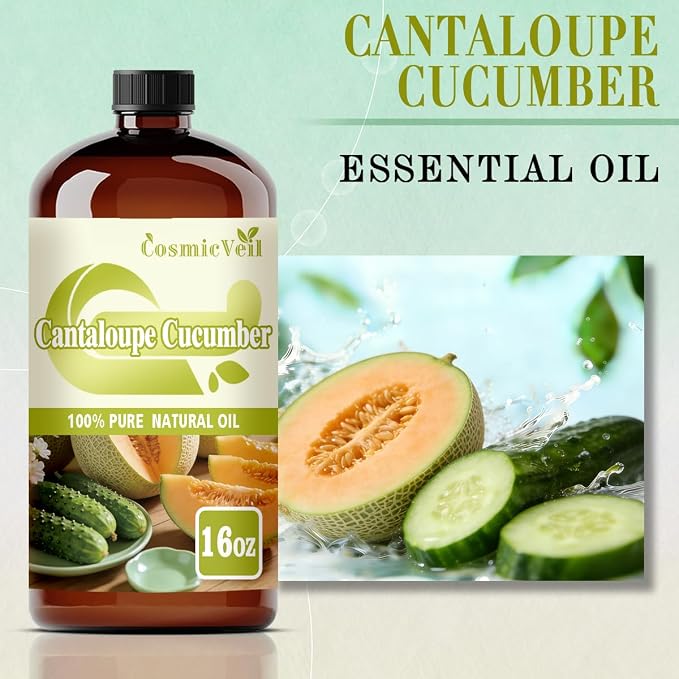 Cucumber Melon Essential Oil for Aroma Diffuser,Humidifier,Home Fragrance,Cleaning,Body Care,Massage,Yoga,DIY Candle,DIY Soap CosmicVeil（Cucumber Melon，16 Fl Oz (Pack of 1)）