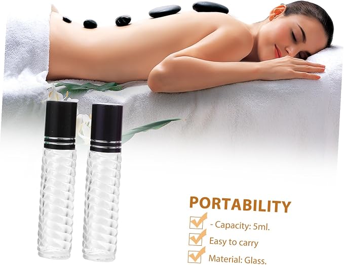 12pcs 5ml Glass Perfume Roll-on Bottles Essential Oil Sub-packaging Kit with Caps Portable Mini Refillable Bottles for Travel and Aromatherapy Random Color