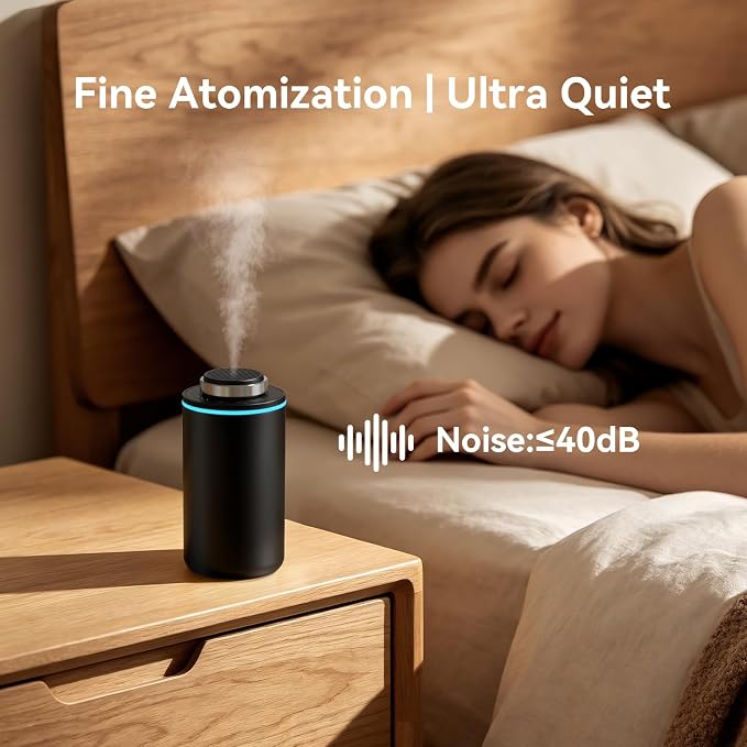 Essential Oil Diffuser,15ml Waterless Scent Diffuser,Rechargeable Portable Travel Diffuser with 3 Mist Mode & Timers,Dual Color LED Light,Small Car Air Freshener for Home,Office,Car, Black