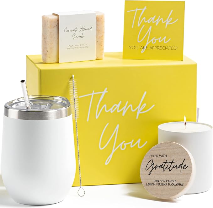 Boxzie Thank You Gifts for Women, Appreciation Gift Box Set, Gratitude Candle Basket - Thoughtful Boxes for Employee, Boss, Coworker, Hostess, Secretary, Teacher, Female Friend