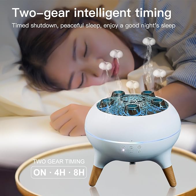 Essential Oil Diffuser 250ML,Jellyfish Diffuser Air Humidifiers Sound Pickup Ultrasonic Aromatherapy Diffuser Remote Control 7 Color Lights for Home Bedroom Office Hotel(White)