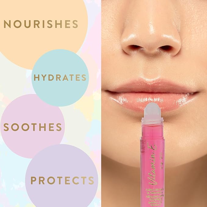 Expressions 7pc Lip Oil Set, Hydrating Roll-On Lip Oils Infused w/Essential Oils - Rollerball, Vitamin-Enriched
