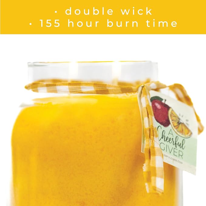 A Cheerful Giver — Citrus Sunrise - 34oz Papa Scented Candle Jar with Lid - Keepers of the Light - 155 Hours of Burn Time, Gift for Women, Yellow