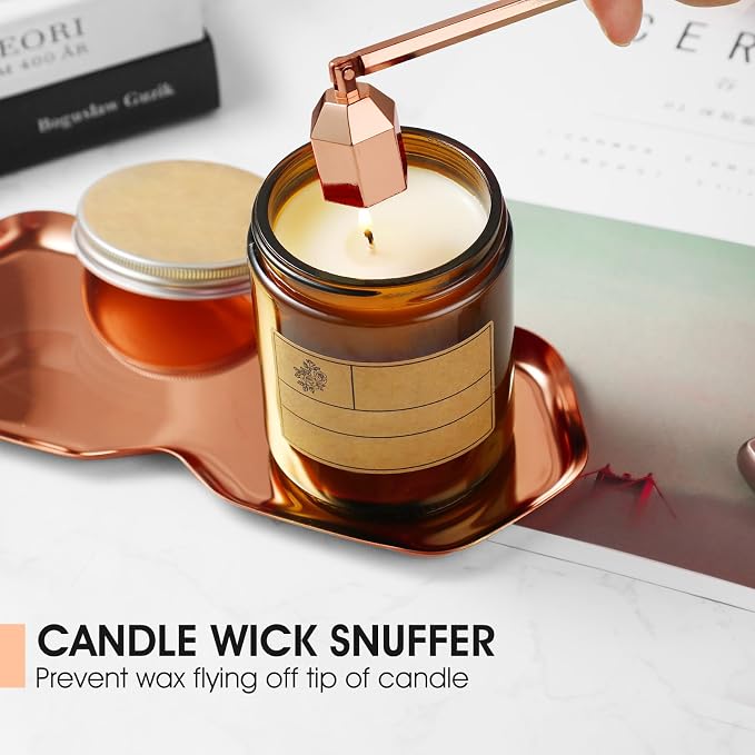 PATOISE 3-in-1 Candle Accessory Set, Wick Trimmer, Candle Snuffer, Wick Spoon, Stainless Steel Material Perfect for Candle Lovers(Rose Gold)
