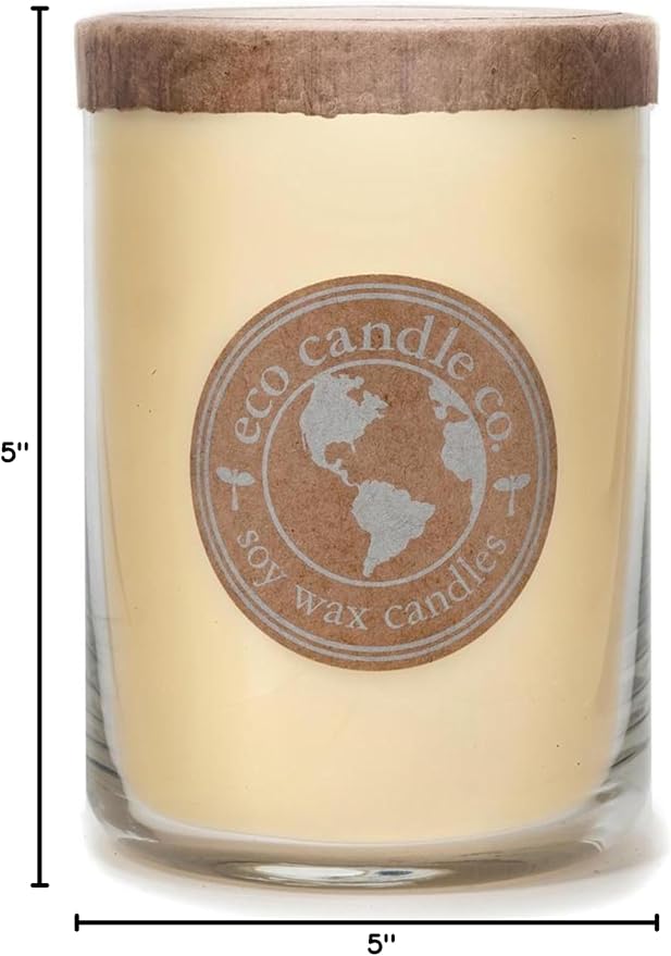 ECO CANDLE CO. Recycled Candle, Sunshower, 26 oz. - Scents of Citrus & Musk - 100% Soy Wax, No Lead, Kraft Paper Label & Lid, Hand Poured, Phthalate Free