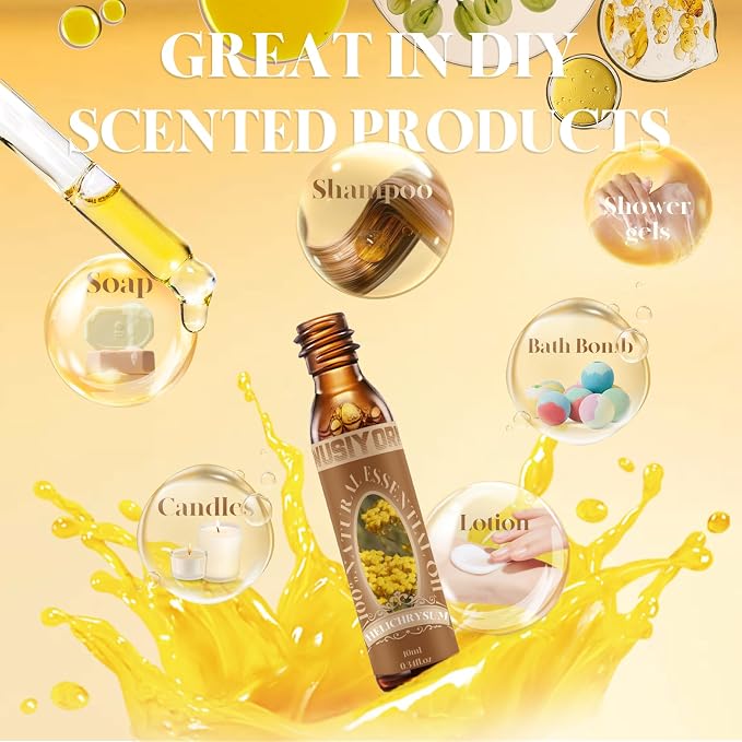 Helichrysum Essential Oil 10ML - 100% Pure and Natural Therapeutic Grade Oils for Aromatherapy Diffuser - 0.34 Fl Oz/Helichrysum